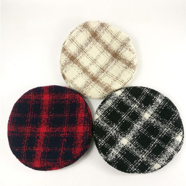 berets woolen beret women's hat autumn and winter japanese versatile lattice octagonal painter lovely student, Blue;gray
berets woolen beret women's hat autumn and winter japanese versatile lattice octagonal painter lovely student, Blue;gray