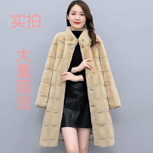 women's fur & faux 2021 winter mink imitation collar matching coat medium and long slim, Black
women's fur & faux 2021 winter mink imitation collar matching coat medium and long slim, Black