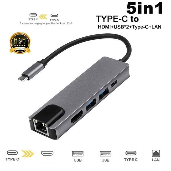 hubs 5 in 1 type-c hub adapter usb c multiports hd rj45 converter tf sd card reader high speed usb3.0 for lapcomputer
hubs 5 in 1 type-c hub adapter usb c multiports hd rj45 converter tf sd card reader high speed usb3.0 for lapcomputer