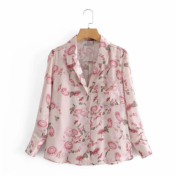 women blouse shirt pink floral printed long sleeves elegant fashion chic lady woman 210420, White
women blouse shirt pink floral printed long sleeves elegant fashion chic lady woman 210420, White