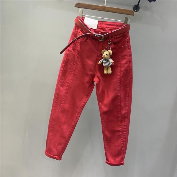 women's jeans red women 2021 spring autumn pantalons fashion ladies high waist harem denim pants solid color long trousers, Blue
women's jeans red women 2021 spring autumn pantalons fashion ladies high waist harem denim pants solid color long trousers, Blue