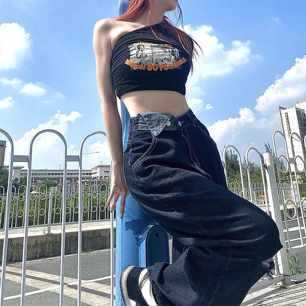 women's jeans vintage straight hole denim pant for women high waist full length minimalist loose baggy female autumn 2021 style, Blue
women's jeans vintage straight hole denim pant for women high waist full length minimalist loose baggy female autumn 2021 style, Blue