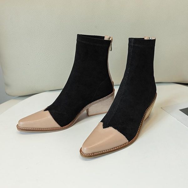boots patchwork genuine leather ankle suede pointed toe female shoes woman footwear spring/autumn kzzz, Black
boots patchwork genuine leather ankle suede pointed toe female shoes woman footwear spring/autumn kzzz, Black