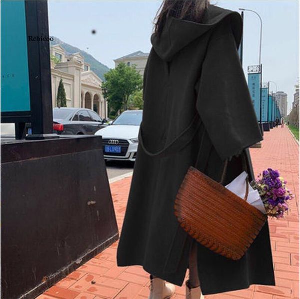 women's wool & blends autumn and winter double-faced temperament cashmere coat long woolen jacket clothing, Black
women's wool & blends autumn and winter double-faced temperament cashmere coat long woolen jacket clothing, Black