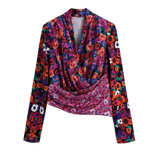women's blouses & shirts mesttraf women 2021 fashion floral print pleated asymmetric vintage long sleeve side zipper female streetwear, White
women's blouses & shirts mesttraf women 2021 fashion floral print pleated asymmetric vintage long sleeve side zipper female streetwear, White