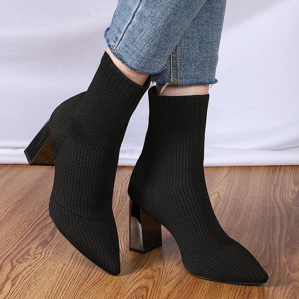 boots women sock ankle warm kintting ladies high heels winter stretch fabric pointed toe shoes fashion 2021, Black
boots women sock ankle warm kintting ladies high heels winter stretch fabric pointed toe shoes fashion 2021, Black