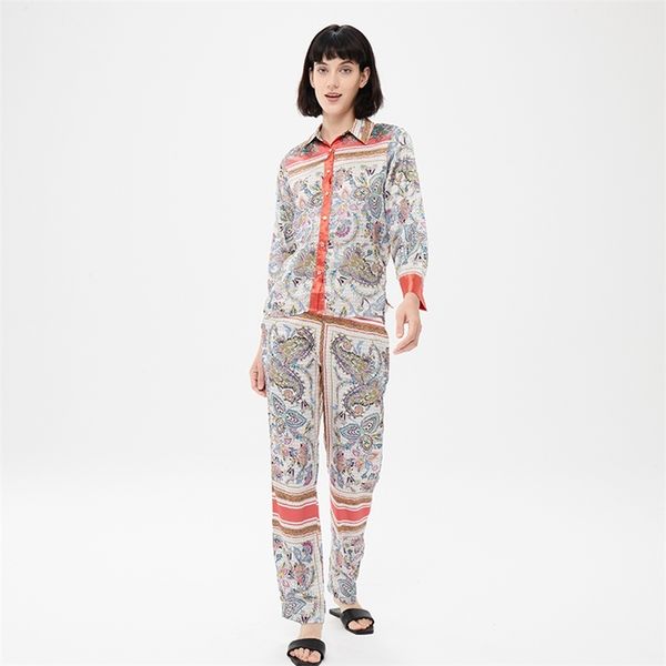 women 2 piece set print shirt and trousers blouse wide trousers elegant cozy woman pajama style sets outfits 210709, White
women 2 piece set print shirt and trousers blouse wide trousers elegant cozy woman pajama style sets outfits 210709, White