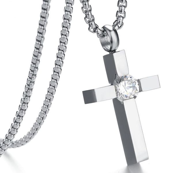 pendant necklaces cross cz cubic zirconia stainless steel necklace women's wedding party choker chain valentine's day bijoux jewel, Silver
pendant necklaces cross cz cubic zirconia stainless steel necklace women's wedding party choker chain valentine's day bijoux jewel, Silver