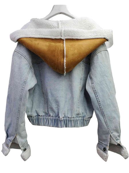 women's fur & faux twotwinstyle high street patchwork denim wool jacket for hooded long sleeve straight winter clothes ejzz, Black
women's fur & faux twotwinstyle high street patchwork denim wool jacket for hooded long sleeve straight winter clothes ejzz, Black