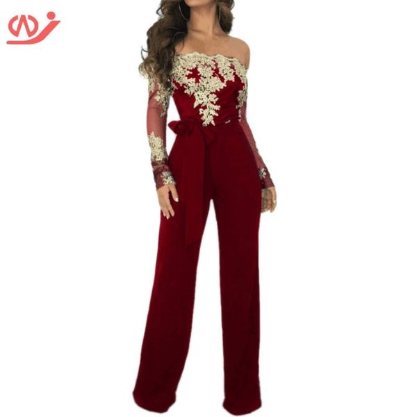 women's jumpsuits & rompers women' off shoulder lace patchwork high waist jumpsuit with belt, Black;white
women's jumpsuits & rompers women' off shoulder lace patchwork high waist jumpsuit with belt, Black;white