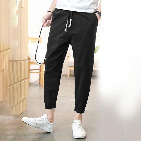men's pants trousers elastic waist breathable loose casual male drawstring solid color cropped, Black
men's pants trousers elastic waist breathable loose casual male drawstring solid color cropped, Black