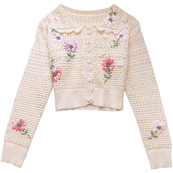 autumn floral knitted cardigan women summer vintage long sleeve cropped sweater cute lace elegant hollow casual thin outwear, White
autumn floral knitted cardigan women summer vintage long sleeve cropped sweater cute lace elegant hollow casual thin outwear, White
