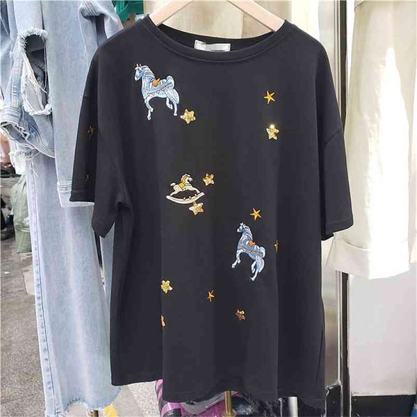 cartoon embroidered sequins short sleeve t - shirt women's loose round neck pull shirts students tee tees a1032 210519, White
cartoon embroidered sequins short sleeve t - shirt women's loose round neck pull shirts students tee tees a1032 210519, White