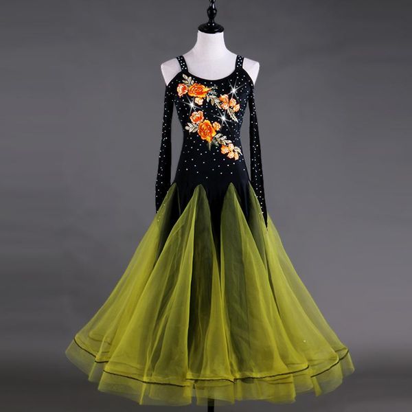 yellow and black ballroom dance competition dresses custom size standard dress long sleeves waltz for women stage wear, Black;red
yellow and black ballroom dance competition dresses custom size standard dress long sleeves waltz for women stage wear, Black;red