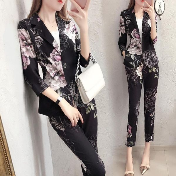 women's suits & blazers women print suit female autumn 2021 fashion temperament slim feet pants two sets of summer professional ms spri, White;black
women's suits & blazers women print suit female autumn 2021 fashion temperament slim feet pants two sets of summer professional ms spri, White;black
