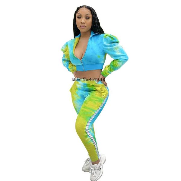 women two pieces sets tracksuits tie dye print puff sleeve crop high waist pencil leggings pants suit fitness outfits 2pcs piece dress, White
women two pieces sets tracksuits tie dye print puff sleeve crop high waist pencil leggings pants suit fitness outfits 2pcs piece dress, White