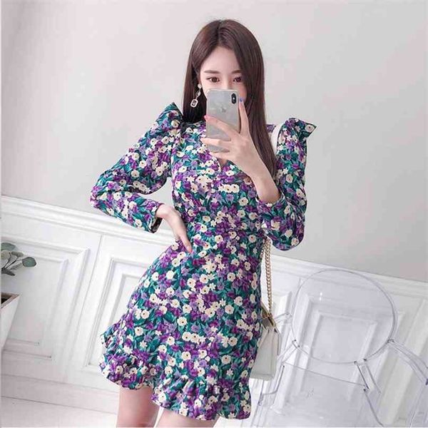 long sleeve women dress spring summer floral print beach v-neck high-waist ruffles casual mini party 210603, Black;gray
long sleeve women dress spring summer floral print beach v-neck high-waist ruffles casual mini party 210603, Black;gray