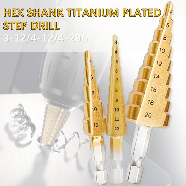 cone hole cutter taper metric 4 - 12 / 20 32mm 1 step drill bit set titanium coated metal hex core bits professional
cone hole cutter taper metric 4 - 12 / 20 32mm 1 step drill bit set titanium coated metal hex core bits professional
