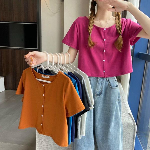 women's t-shirt 2021 summer short sleeve loose high waist solid color versatile top, White
women's t-shirt 2021 summer short sleeve loose high waist solid color versatile top, White