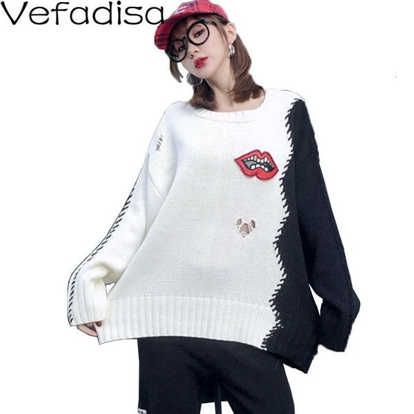 women's sweaters vefadisa lips print pullovers sweater woman 2021 winter thick knitting o-neck black white hit color qyf1472, White;black
women's sweaters vefadisa lips print pullovers sweater woman 2021 winter thick knitting o-neck black white hit color qyf1472, White;black