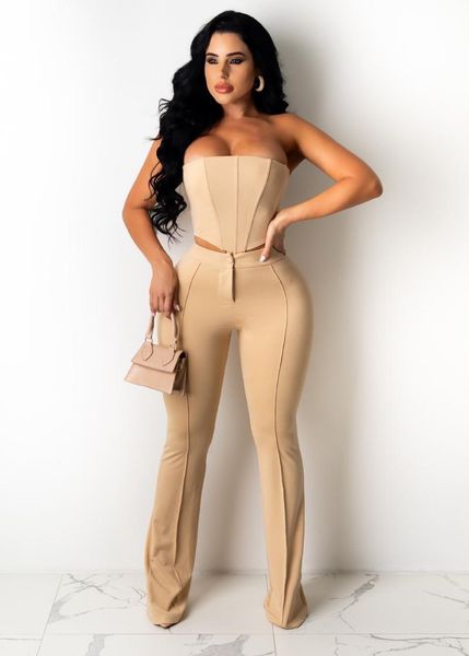 women's two piece pants sleeveless strapless crop set elegant matching clubwear tracksuits fitness clothing, White
women's two piece pants sleeveless strapless crop set elegant matching clubwear tracksuits fitness clothing, White