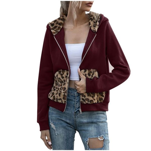 long sleeve round neck zipper jacket leopard print hoodless casual warm and comfortable pocket women's jackets, Black;brown
long sleeve round neck zipper jacket leopard print hoodless casual warm and comfortable pocket women's jackets, Black;brown