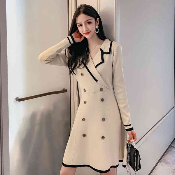 casual dresses women long sleeve double-breasted knitted a-line elegant office ladies high waist patchwork slim above knee party g, Black;gray
casual dresses women long sleeve double-breasted knitted a-line elegant office ladies high waist patchwork slim above knee party g, Black;gray