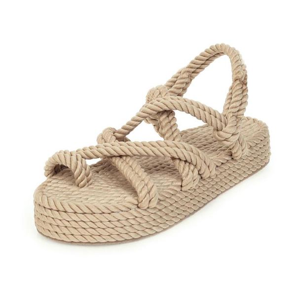 sandals 2021 arrival chaussure femme sandale open toe fashion high thick platform handmade rope women's, Black
sandals 2021 arrival chaussure femme sandale open toe fashion high thick platform handmade rope women's, Black