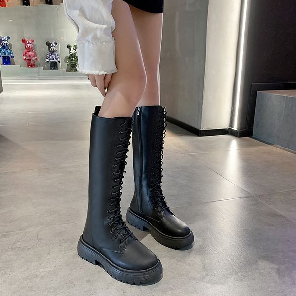 thick soled martin motorcycle british style 2021 autumn and winter women's sho korean lace up long tube fashion muffin boots, Black
thick soled martin motorcycle british style 2021 autumn and winter women's sho korean lace up long tube fashion muffin boots, Black