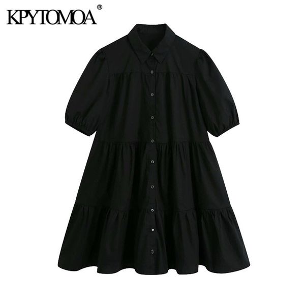 women chic fashion button-up ruffled mini dress lapel collar puff sleeve female dresses vestidos mujer 210420, Black;gray
women chic fashion button-up ruffled mini dress lapel collar puff sleeve female dresses vestidos mujer 210420, Black;gray