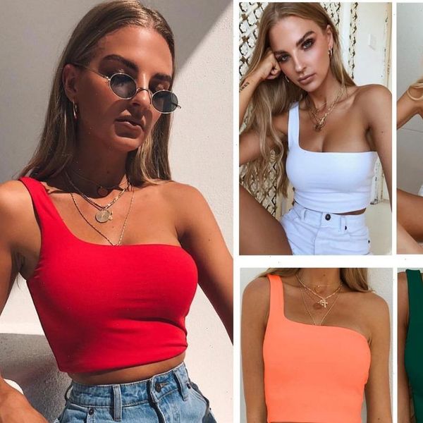 womens tank fashion women cool single one shoulder vest bare midriff sleeveless t shirt summer beach crop top, White
womens tank fashion women cool single one shoulder vest bare midriff sleeveless t shirt summer beach crop top, White