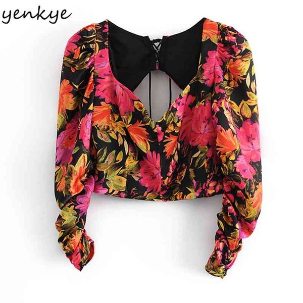 women multicolor floral print crop backless v neck long sleeve fashion streetwear summer blouse blusas 210514, White
women multicolor floral print crop backless v neck long sleeve fashion streetwear summer blouse blusas 210514, White