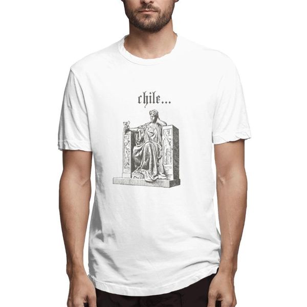 men's t-shirts chile (56) printed oversized men t shirt hip hop polyester goth tee streetwear, White;black