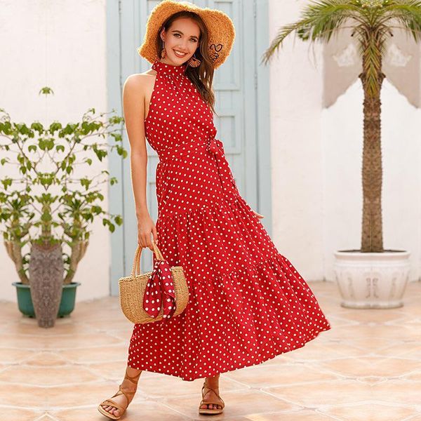 a-line polka dot draped ladies frocks casual halter sleeveless bandage dress elegant empire ankle-length maxi dresses for women, Black;gray
a-line polka dot draped ladies frocks casual halter sleeveless bandage dress elegant empire ankle-length maxi dresses for women, Black;gray