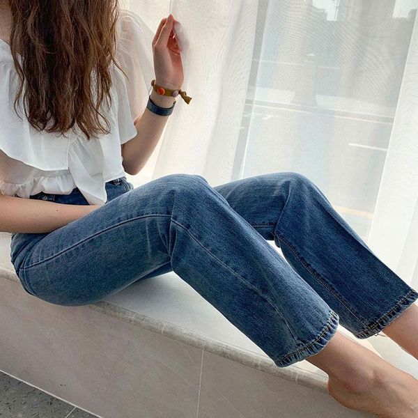 women's jeans retro high waist straight tube loose casual pants mother soft denim fabric cotton, Blue
women's jeans retro high waist straight tube loose casual pants mother soft denim fabric cotton, Blue