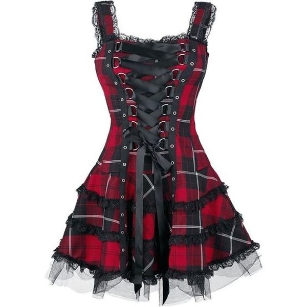 dress women classic frill lace dresses sleeveless plaid vintage gothic mini dresses ball gowns cosplay costume plus size dress, Black;gray
dress women classic frill lace dresses sleeveless plaid vintage gothic mini dresses ball gowns cosplay costume plus size dress, Black;gray