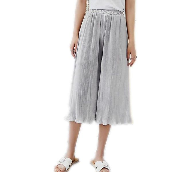 women's pants & capris chiffon women summer wide leg 2021pleated calf-length female elastic high waist fashion pantsq293, Black;white
women's pants & capris chiffon women summer wide leg 2021pleated calf-length female elastic high waist fashion pantsq293, Black;white