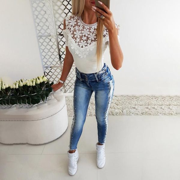 sale women summer lace short sleeve shirts o neck floral blouse femme elegant fashion shirt off shoulder ladies streetwear women's blou, White
sale women summer lace short sleeve shirts o neck floral blouse femme elegant fashion shirt off shoulder ladies streetwear women's blou, White