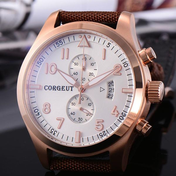 wristwatches corgeut 46mm k pvd case full quartz chronograph mens date water resistant 2006, Slivery;brown
wristwatches corgeut 46mm k pvd case full quartz chronograph mens date water resistant 2006, Slivery;brown