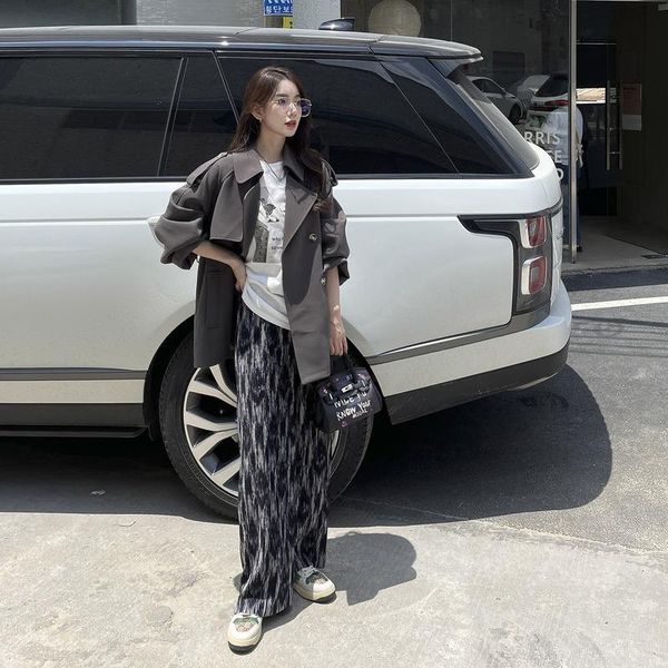 women's pants & capris 2021 spring autumn casual printing women high waist chic trousers for ladies loose fashionable wide leg, Black;white
women's pants & capris 2021 spring autumn casual printing women high waist chic trousers for ladies loose fashionable wide leg, Black;white