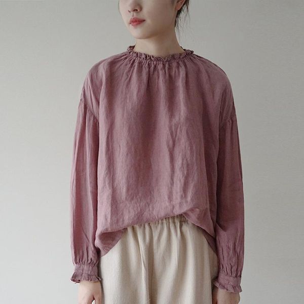 women's blouses & shirts johnature women casual linen lotus leaf collar long sleeve solid color blouse 2021 spring vintage loose simple, White
women's blouses & shirts johnature women casual linen lotus leaf collar long sleeve solid color blouse 2021 spring vintage loose simple, White