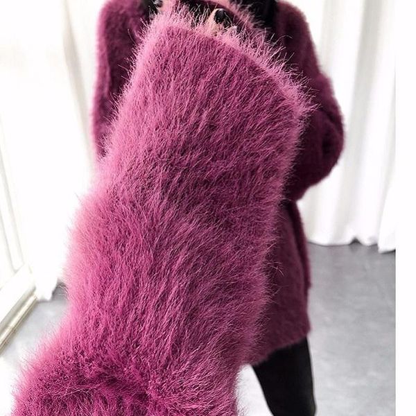 women's sweaters autumn and winter loose furry sweater pullover 2021 korean version thick purple coat, White;black
women's sweaters autumn and winter loose furry sweater pullover 2021 korean version thick purple coat, White;black