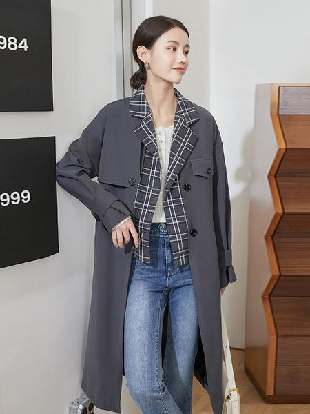 women's trench coats 2021 windbreaker korean fashion design sense splicing medium and long autumn leisure waist closing coat, Tan;black
women's trench coats 2021 windbreaker korean fashion design sense splicing medium and long autumn leisure waist closing coat, Tan;black