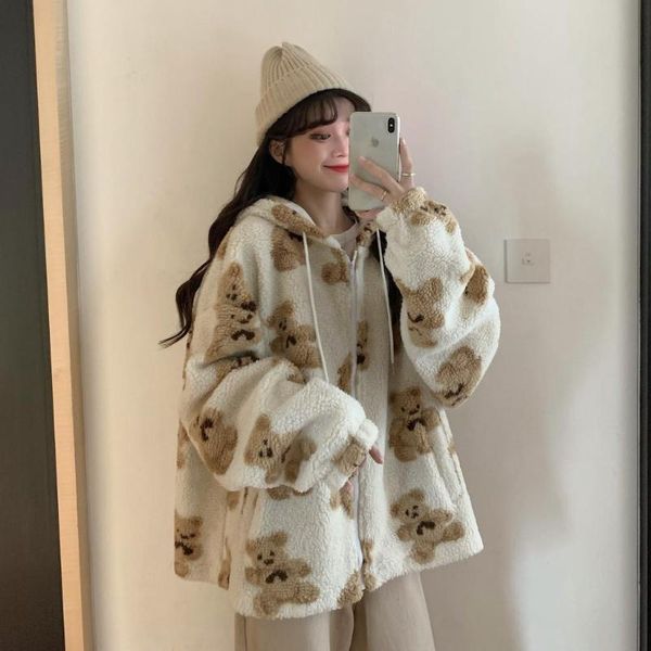 women's hoodies & sweatshirts cute women hoodie 2021 winter loose streetwear thick lamb wool bear coat zipper oversized outwear, Black
women's hoodies & sweatshirts cute women hoodie 2021 winter loose streetwear thick lamb wool bear coat zipper oversized outwear, Black