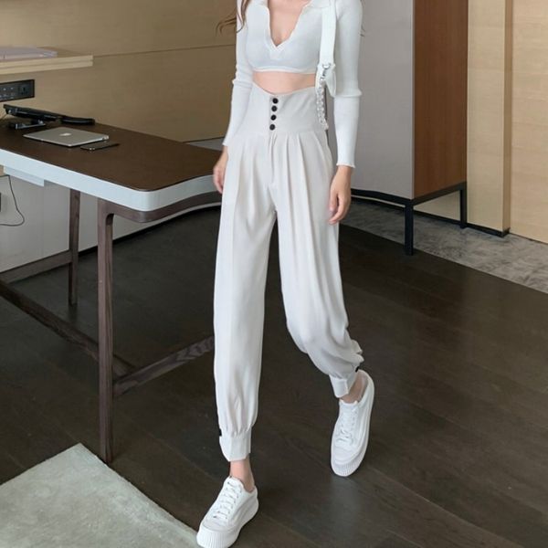 high waist capri pants are thin and versatile work s leg 2021 summer suit casual women's harlan, White
high waist capri pants are thin and versatile work s leg 2021 summer suit casual women's harlan, White