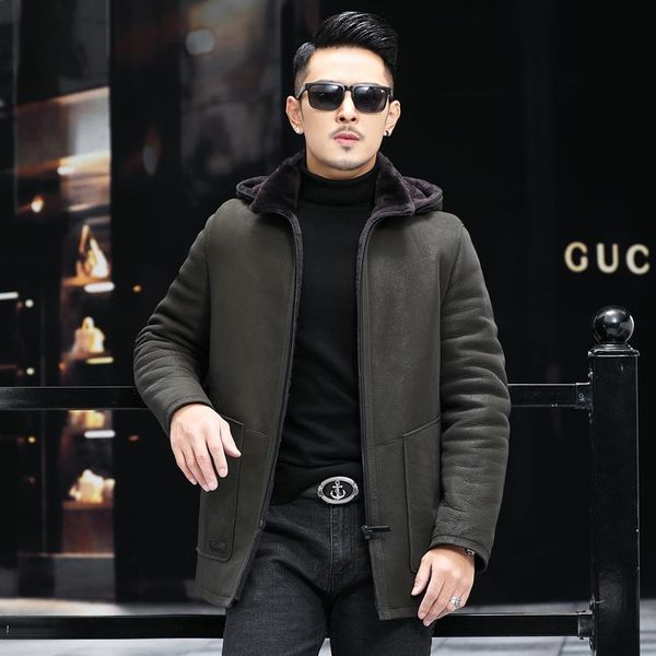 men's leather & faux high-end natural fur coats 2021 winter genuine sheep shearling jackets male hooded warm sheepskin jacket chaquetas, Black
men's leather & faux high-end natural fur coats 2021 winter genuine sheep shearling jackets male hooded warm sheepskin jacket chaquetas, Black