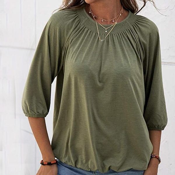 women's blouses & shirts s-2xl 7colors wrinkle o-neck 3/4 sleeve t-shirts vintage casual comfortable solid women autumn spring, White
women's blouses & shirts s-2xl 7colors wrinkle o-neck 3/4 sleeve t-shirts vintage casual comfortable solid women autumn spring, White