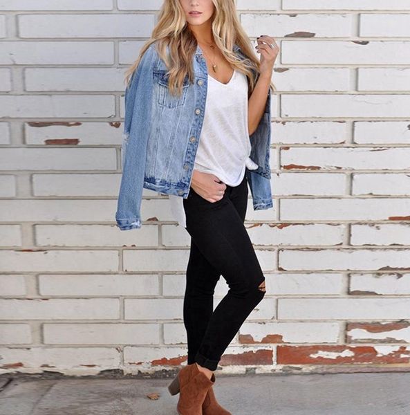 womens jeans boyfriend style long sleeve denim jacket ladies high street single breasted slim fit autumn plus size, Black;brown
womens jeans boyfriend style long sleeve denim jacket ladies high street single breasted slim fit autumn plus size, Black;brown