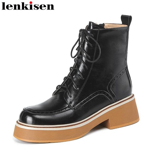 boots lenkisen 2022 short real cow leather winter round toe fretwork carving thick high heels cross-tied ankle l35, Black
boots lenkisen 2022 short real cow leather winter round toe fretwork carving thick high heels cross-tied ankle l35, Black