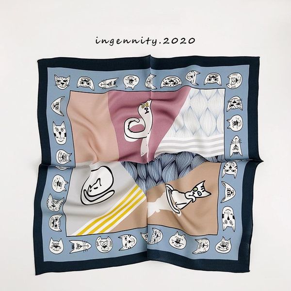 scarves 100% pure silk square 52*52 cm cutey lady small handkerchief cartoon cats print crepe satin plain bandana headband, Blue;gray
scarves 100% pure silk square 52*52 cm cutey lady small handkerchief cartoon cats print crepe satin plain bandana headband, Blue;gray
